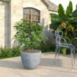 Leisuremod Dahlia Modern 21.5 in. Aged Concrete Fiberstone and Clay Tapered Round Planter for Indoor and Outdoor