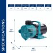 Alpine Corporation 5600 GPH Vortex Energy-Saving Pump for Ponds, Fountains, Waterfalls, and Water Circulation