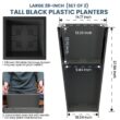 Sapcrete Large & Tall 27.57 in. High Square Charcoal Black Plastic Planter Pots for Indoor/Outdoor Plants (Set of 2)