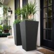 Sapcrete Large & Tall 27.57 in. High Square Charcoal Black Plastic Planter Pots for Indoor/Outdoor Plants (Set of 2)
