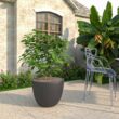 Leisuremod Dahlia Modern 21.5 in. Black Fiberstone and Clay Tapered Round Planter for Indoor and Outdoor