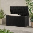 Tozey 100 Gal. Waterproof Black Large Resin Deck Box Outdoor Lockable