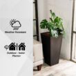 XBRAND 30 in. Tall Modern Square Planter, Tapered Floor Planter for Indoor and Outdoor, Patio Decor, Set of 2, Black