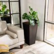 XBRAND 30 in. Tall Modern Square Planter, Tapered Floor Planter for Indoor and Outdoor, Patio Decor, Set of 2, Black