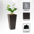 XBRAND 30 in. Tall Modern Square Planter, Tapered Floor Planter for Indoor and Outdoor, Patio Decor, Set of 2, Black