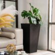 XBRAND 30 in. Tall Modern Square Planter, Tapered Floor Planter for Indoor and Outdoor, Patio Decor, Set of 2, Black
