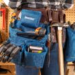 BUCKET BOSS 2-Bag Hybrid Suspension Rig Work Tool Belt with Suspenders in Blue