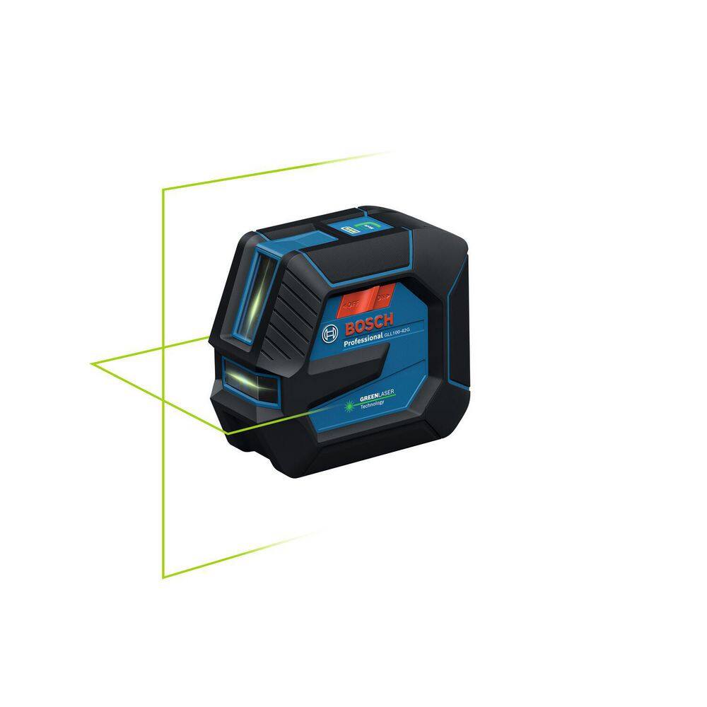 Bosch 100 ft. Green Self Leveling Line Laser Level with Li-Ion Battery, Adjustable L-Bracket Mount and Hard Carrying Case Bosch 100 ft. Green Self Leveling Line Laser Level with Li-Ion Battery, Adjustable L-Bracket Mount and Hard Carrying Case