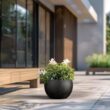 Morrava 19 in. Large Bronzed Black Concrete Round Planter / Pot with Drainage Holes