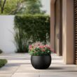 Morrava 19 in. Large Bronzed Black Concrete Round Planter / Pot with Drainage Holes