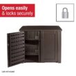 Rubbermaid Patio Chic 123 Gal. Resin Basket Weave Patio Cabinet in Brown