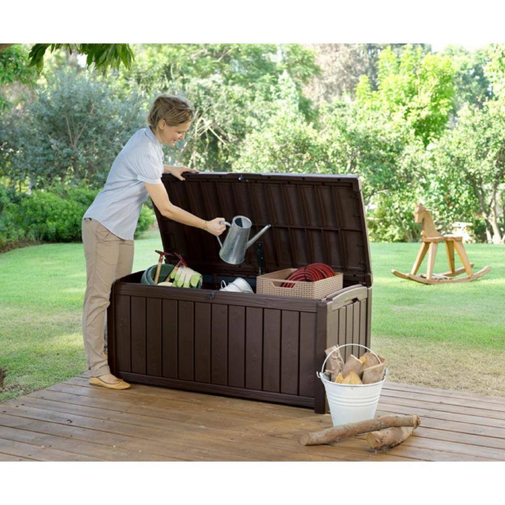 Keter Glenwood 101 Gal. Durable Resin Plastic Deck Box Outdoor Storage For Patio Lawn and Garden, Brown Keter Glenwood 101 Gal. Durable Resin Plastic Deck Box Outdoor Storage For Patio Lawn and Garden, Brown - Image 6