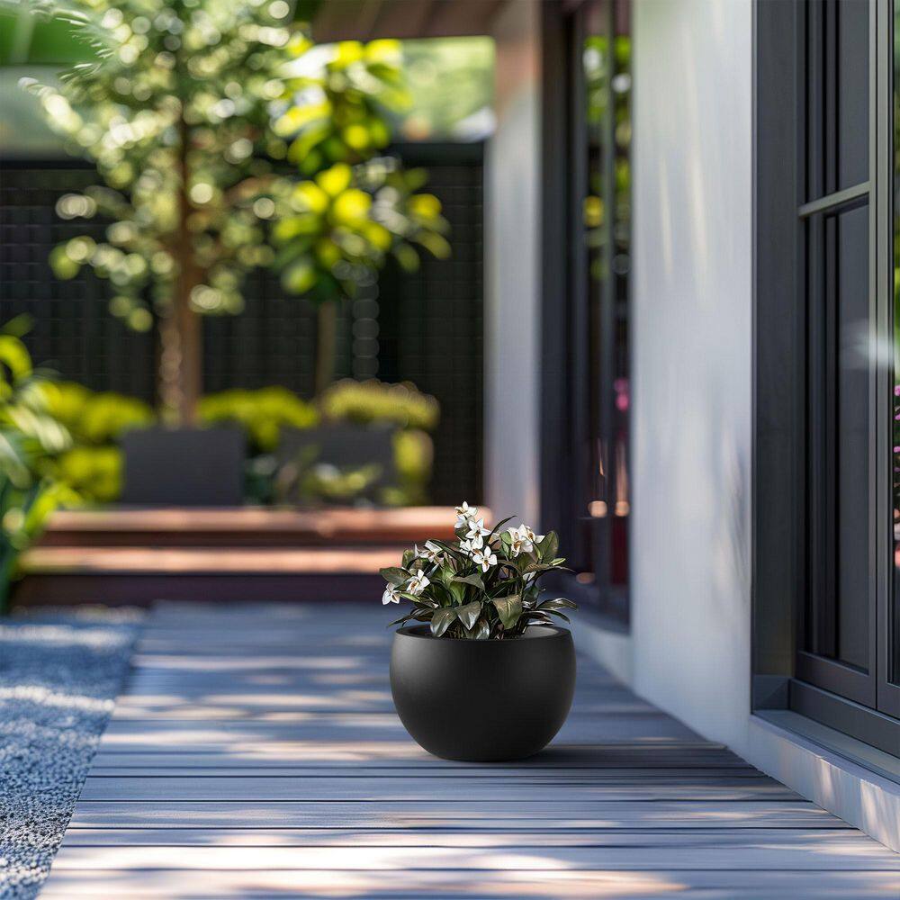 Morrava 19 in. W x 13 in. H Charcoal Black Large Tall Round Concrete Planter / Garden Plant Pot for Indoor and Outdoor Morrava 19 in. W x 13 in. H Charcoal Black Large Tall Round Concrete Planter / Garden Plant Pot for Indoor and Outdoor - Image 2