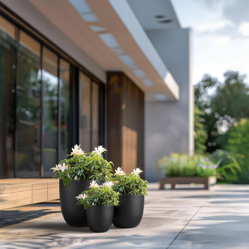 Morrava 10, 14 in. 18 in. Dia Charcoal Black Large Tall Round Concrete Planter/Garden Plant Pot for Indoor and Outdoor(Set of 3) Morrava 10, 14 in. 18 in. Dia Charcoal Black Large Tall Round Concrete Planter/Garden Plant Pot for Indoor and Outdoor(Set of 3) - Image 7