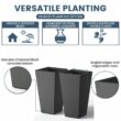 Sapcrete Modern 24.5in. High Large Tall Tapered Square Charcoal Black Outdoor Cement Planter Plant Pots Set of 2