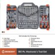 Crescent 1/4 in. and 3/8 in. Drive 6 and 12-Point Standard and Deep SAE/Metric Mechanics Tool Set with Case (180-Piece) Crescent 1/4 in. and 3/8 in. Drive 6 and 12-Point Standard and Deep SAE/Metric Mechanics Tool Set with Case (180-Piece)