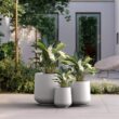 Sapcrete 15.5in., 12in., 8.5in. Dia Crisp White Extra Large Tall Round Concrete Plant Pot/Planter for Indoor & Outdoor Set of 3