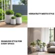 Sapcrete 15.5in., 12in., 8.5in. Dia Crisp White Extra Large Tall Round Concrete Plant Pot/Planter for Indoor & Outdoor Set of 3