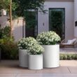 Sapcrete 10in., 13in., 16in. Dia Crisp White Extra Large Tall Round Concrete Plant Pot / Planter for Indoor & Outdoor Set of 3 Sapcrete 10in., 13in., 16in. Dia Crisp White Extra Large Tall Round Concrete Plant Pot / Planter for Indoor & Outdoor Set of 3