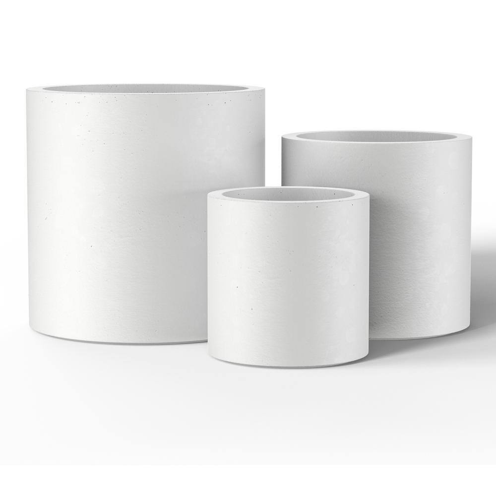 Sapcrete 10in., 13in., 16in. Dia Crisp White Extra Large Tall Round Concrete Plant Pot / Planter for Indoor & Outdoor Set of 3 Sapcrete 10in., 13in., 16in. Dia Crisp White Extra Large Tall Round Concrete Plant Pot / Planter for Indoor & Outdoor Set of 3 - Image 9