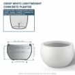 Sapcrete Lightweight 19in. x 13in. Crisp White Extra Large Tall Round Concrete Plant Pot/Planter for Indoor & Outdoor