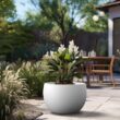 Sapcrete Lightweight 19in. x 13in. Crisp White Extra Large Tall Round Concrete Plant Pot/Planter for Indoor & Outdoor