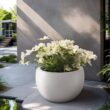 Sapcrete Lightweight 19in. x 13in. Crisp White Extra Large Tall Round Concrete Plant Pot/Planter for Indoor & Outdoor