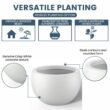 Sapcrete Lightweight 19in. x 13in. Crisp White Extra Large Tall Round Concrete Plant Pot/Planter for Indoor & Outdoor