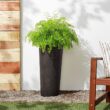 Arcadia Garden Products Contempo Tall Round 13 in. x 28 in. Dark Charcoal Marble PSW Planter