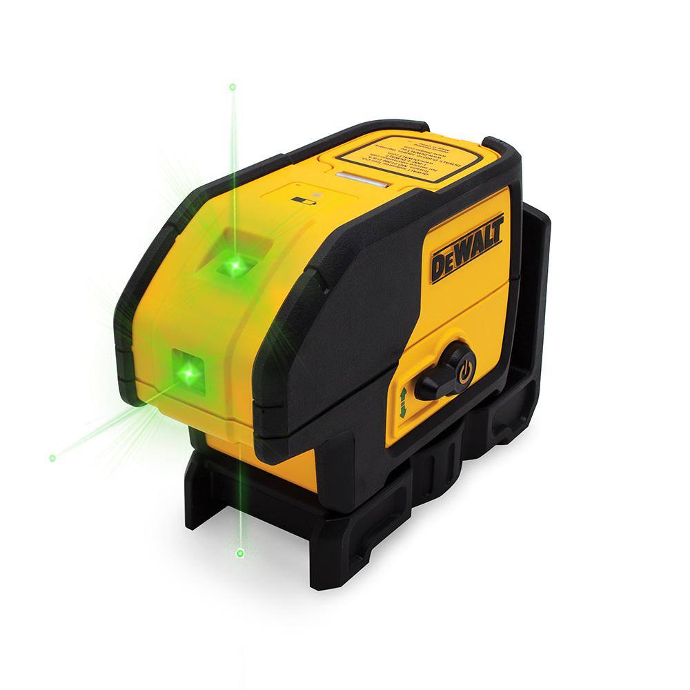 DEWALT 100 ft. Green Self-Leveling 3-Spot Laser Level with (2) AA Batteries & Case DEWALT 100 ft. Green Self-Leveling 3-Spot Laser Level with (2) AA Batteries & Case