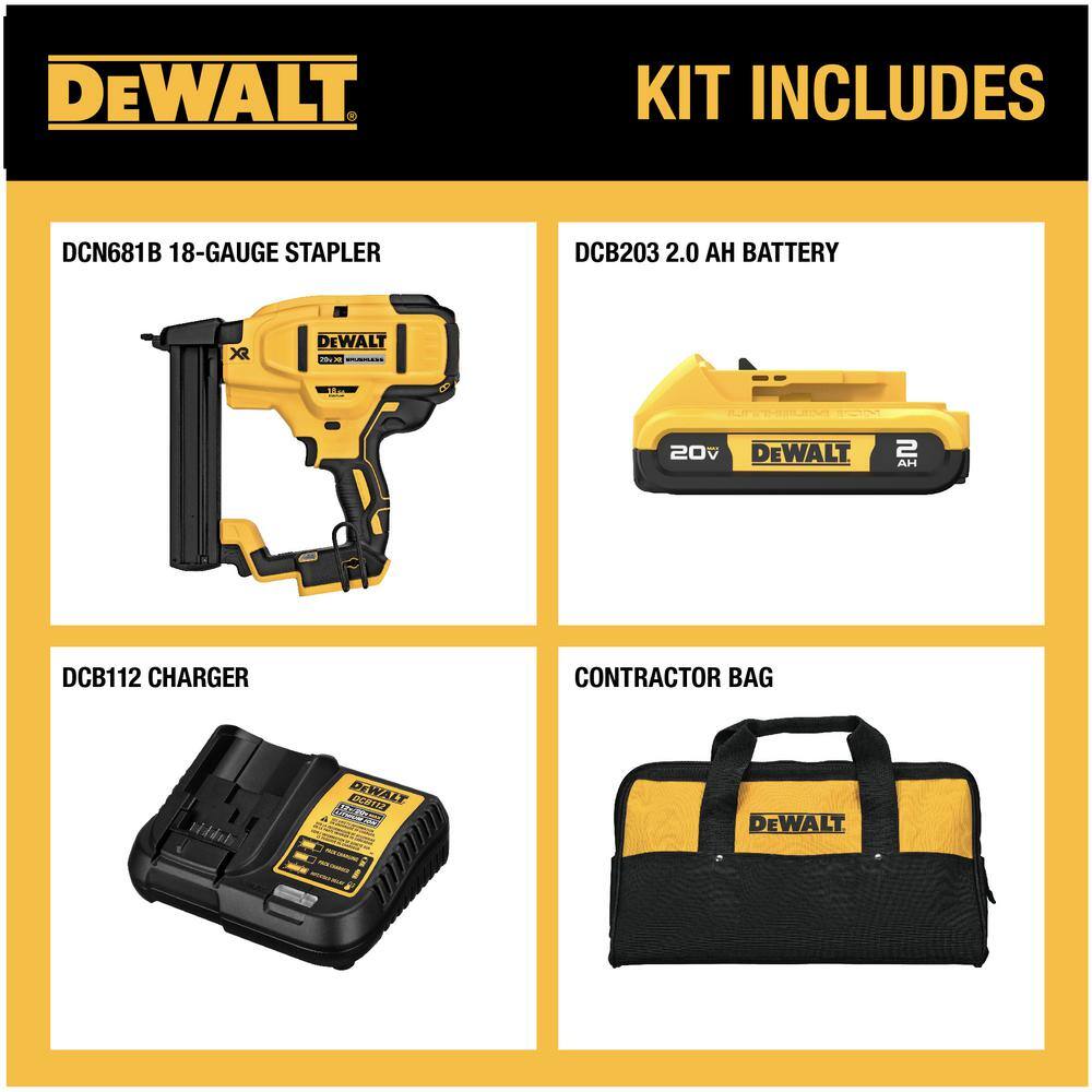 DEWALT 20V MAX XR Lithium-Ion Cordless 18-Gauge Narrow Crown Stapler Kit with 2.0Ah Battery, Charger and Contractor Bag DEWALT 20V MAX XR Lithium-Ion Cordless 18-Gauge Narrow Crown Stapler Kit with 2.0Ah Battery, Charger and Contractor Bag - Image 15