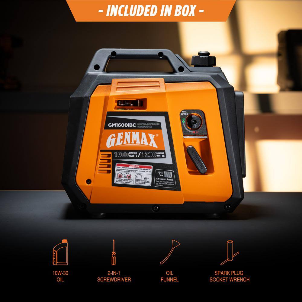 GENMAX 1600-Watt Recoil Start Gasoline Powered Inverter Generator Ultra Light-weight Super Quiet With 57CC OHV Engine GENMAX 1600-Watt Recoil Start Gasoline Powered Inverter Generator Ultra Light-weight Super Quiet With 57CC OHV Engine - Image 5