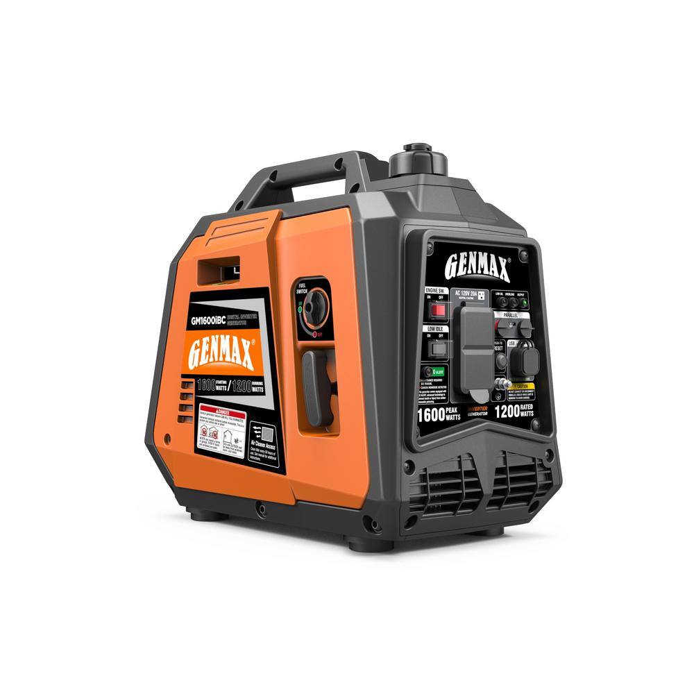GENMAX 1600-Watt Recoil Start Gasoline Powered Inverter Generator Ultra Light-weight Super Quiet With 57CC OHV Engine GENMAX 1600-Watt Recoil Start Gasoline Powered Inverter Generator Ultra Light-weight Super Quiet With 57CC OHV Engine