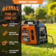 GENMAX 1600-Watt Recoil Start Gasoline Powered Inverter Generator Ultra Light-weight Super Quiet With 57CC OHV Engine GENMAX 1600-Watt Recoil Start Gasoline Powered Inverter Generator Ultra Light-weight Super Quiet With 57CC OHV Engine