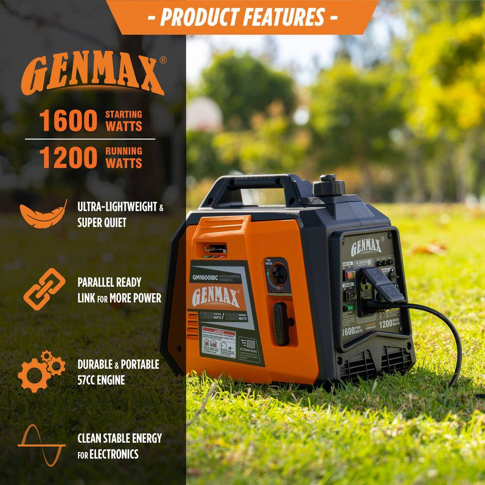 GENMAX 1600-Watt Recoil Start Gasoline Powered Inverter Generator Ultra Light-weight Super Quiet With 57CC OHV Engine GENMAX 1600-Watt Recoil Start Gasoline Powered Inverter Generator Ultra Light-weight Super Quiet With 57CC OHV Engine - Image 8