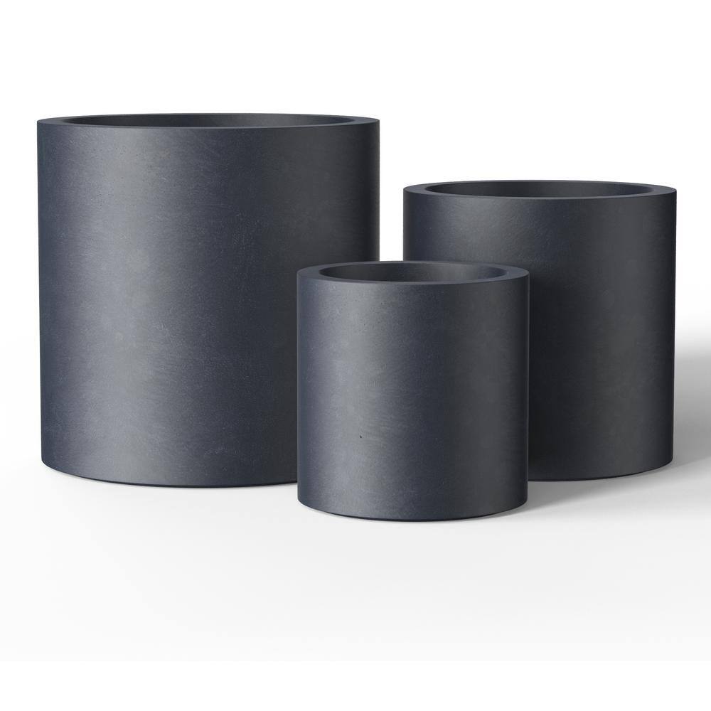 Sapcrete 10in., 13in., 16in. Dia Granite Gray Extra Large Tall Round Concrete Plant Pot / Planter for Indoor & Outdoor Set of 3 Sapcrete 10in., 13in., 16in. Dia Granite Gray Extra Large Tall Round Concrete Plant Pot / Planter for Indoor & Outdoor Set of 3 - Image 6