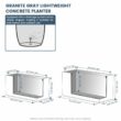 Sapcrete Modern 12in., 16in. High Large Tall Elongated Square Granite Gray Outdoor Cement Planter Plant Pots Set of 2