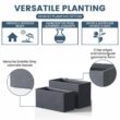 Sapcrete Modern 12in., 16in. High Large Tall Elongated Square Granite Gray Outdoor Cement Planter Plant Pots Set of 2