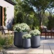 Sapcrete 15.5in., 12in., 8.5in. Dia Granite Gray Large Tall Round Concrete Plant Pot / Planter for Indoor & Outdoor Set of 3