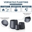 Sapcrete 15.5in., 12in., 8.5in. Dia Granite Gray Large Tall Round Concrete Plant Pot / Planter for Indoor & Outdoor Set of 3