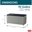 Keter Novel 90 gal. Durable Weatherproof Resin Black and Gray Deck Box Organization and Storage for Outdoor Patio and Lawn Keter Novel 90 gal. Durable Weatherproof Resin Black and Gray Deck Box Organization and Storage for Outdoor Patio and Lawn