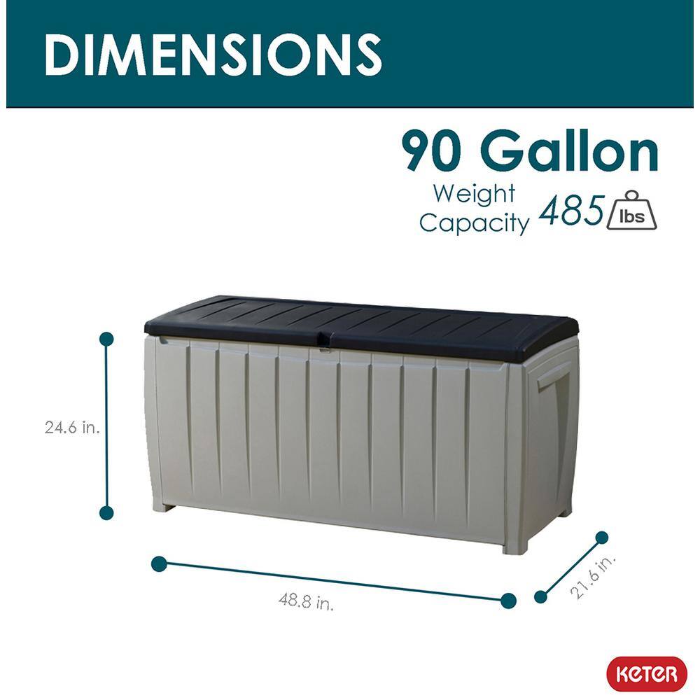 Keter Novel 90 gal. Durable Weatherproof Resin Black and Gray Deck Box Organization and Storage for Outdoor Patio and Lawn Keter Novel 90 gal. Durable Weatherproof Resin Black and Gray Deck Box Organization and Storage for Outdoor Patio and Lawn - Image 12