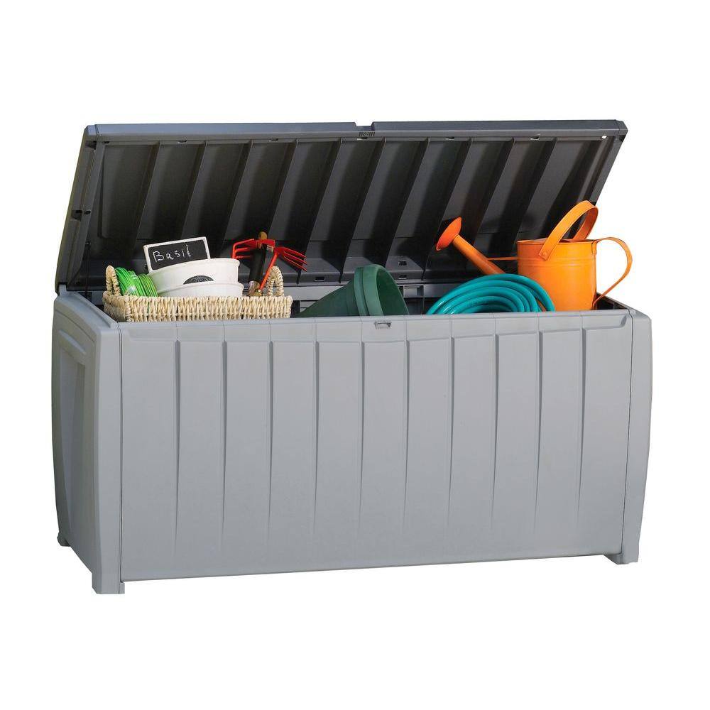 Keter Novel 90 gal. Durable Weatherproof Resin Black and Gray Deck Box Organization and Storage for Outdoor Patio and Lawn Keter Novel 90 gal. Durable Weatherproof Resin Black and Gray Deck Box Organization and Storage for Outdoor Patio and Lawn - Image 9