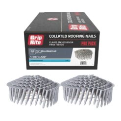 Grip-Rite 1-1/4 in. x 0.120 in. 15° Wire Collated Hot Galvanized Ring Shank Coil Roofing Nails 7200 per Box