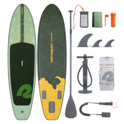 Retrospec Weekender Inflatable Stand Up Paddle Board Includes Paddle, Pump, and Accessories 10’6” Lightweight iSUP, Spruce
