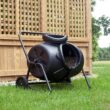 Koolscapes Wheeled Tumbling Composter 50 Gal. (160L) Black Rotating Outdoor Compost Bin with Wheels