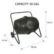 Koolscapes Wheeled Tumbling Composter 50 Gal. (160L) Black Rotating Outdoor Compost Bin with Wheels