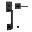 Kwikset San Clemente Matte Black Door Handleset with Halifax Square Door Handle with Microban Antimicrobial Technology