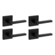 Kwikset Halifax Square Matte Black Bed/Bath Door Handle with Lock (4-Pack)