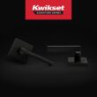 Kwikset Halifax Square Matte Black Bed/Bath Door Handle with Lock (4-Pack)